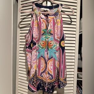 Colorful Paisley Sleeveless Top Rose + Olive